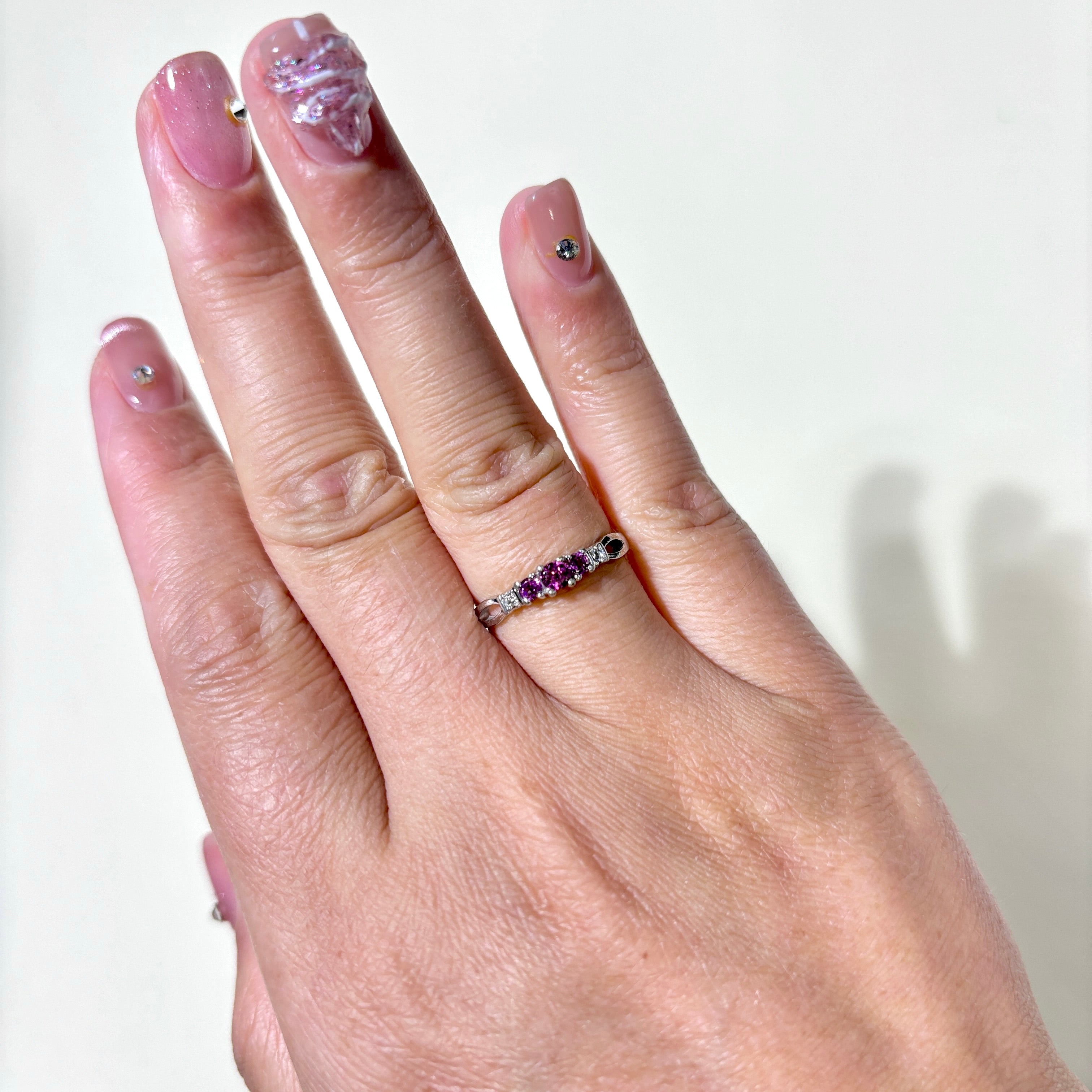 10K White Gold Pink Tourmaline Ring | 0.10ctw, 0.02ctw | SZ 6 |