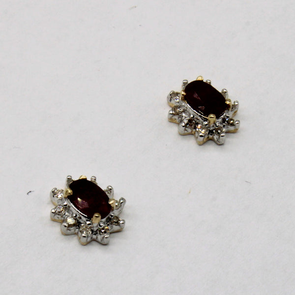 Glass Filled Ruby & Diamond Earrings | 0.45ctw, 0.10ctw |