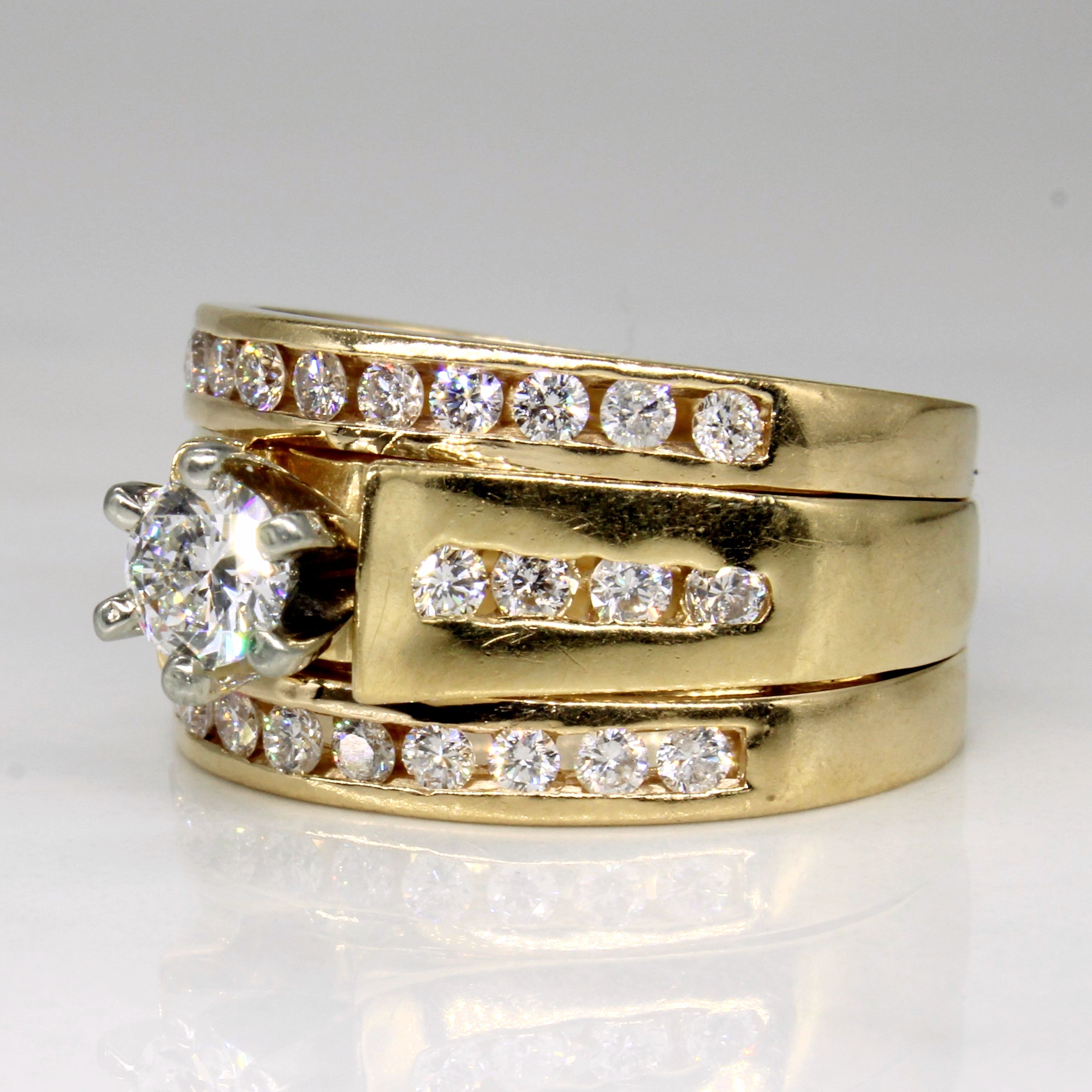 Diamond Fused Wedding Ring Set | 1.20ctw | SZ 8.75 |
