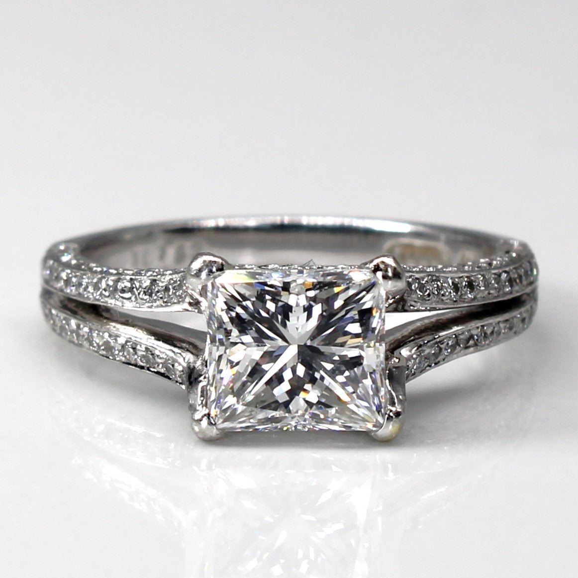 Princess Solitaire with Accents Diamond Ring | 2.12ctw VVS2 F/G | SZ 5 |