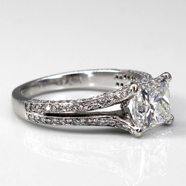 Princess Solitaire with Accents Diamond Ring | 2.12ctw VVS2 F/G | SZ 5 |
