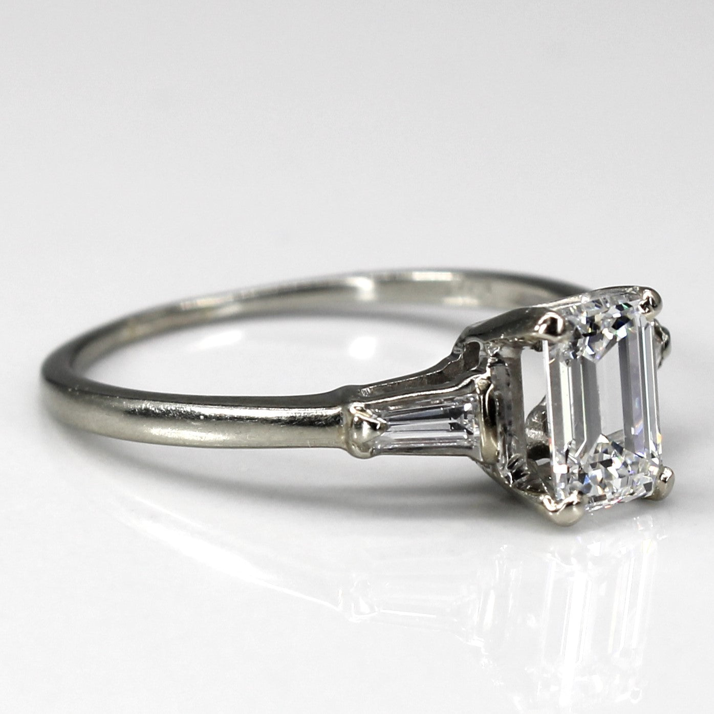 Three Stone Emerald Cut Diamond Engagement Ring | 1.16ctw VS1 G/H | SZ 7 |