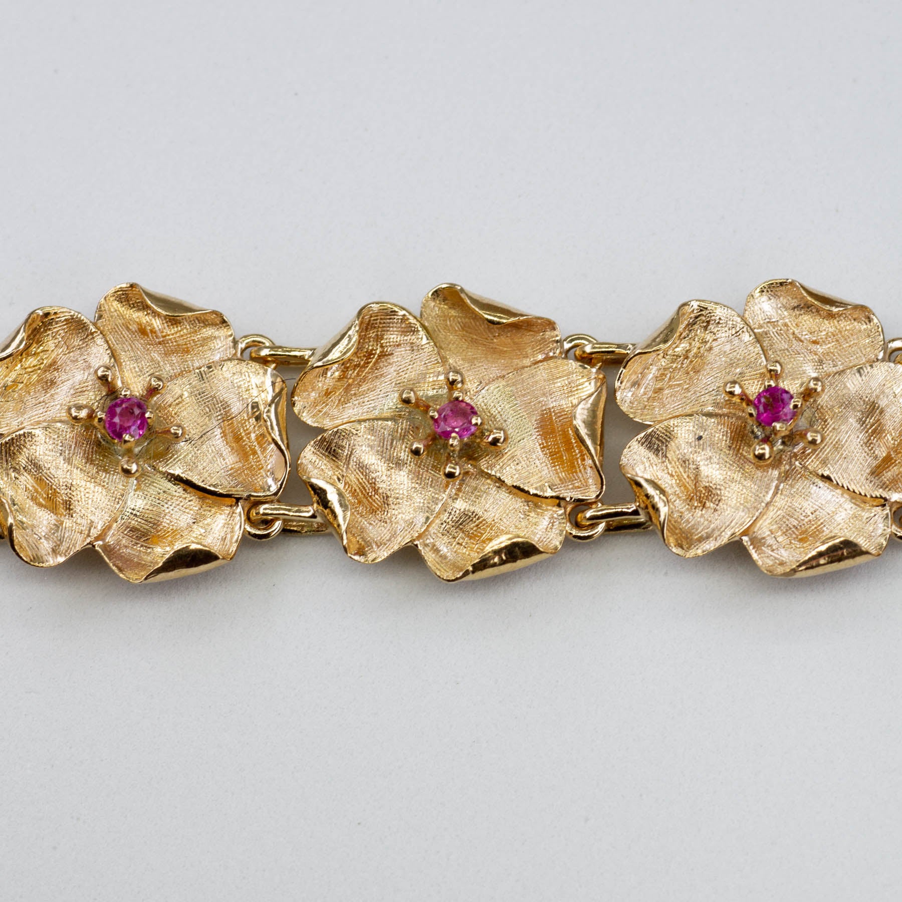 Multi Flower Links Sapphire Bracelet | 7.5''|
