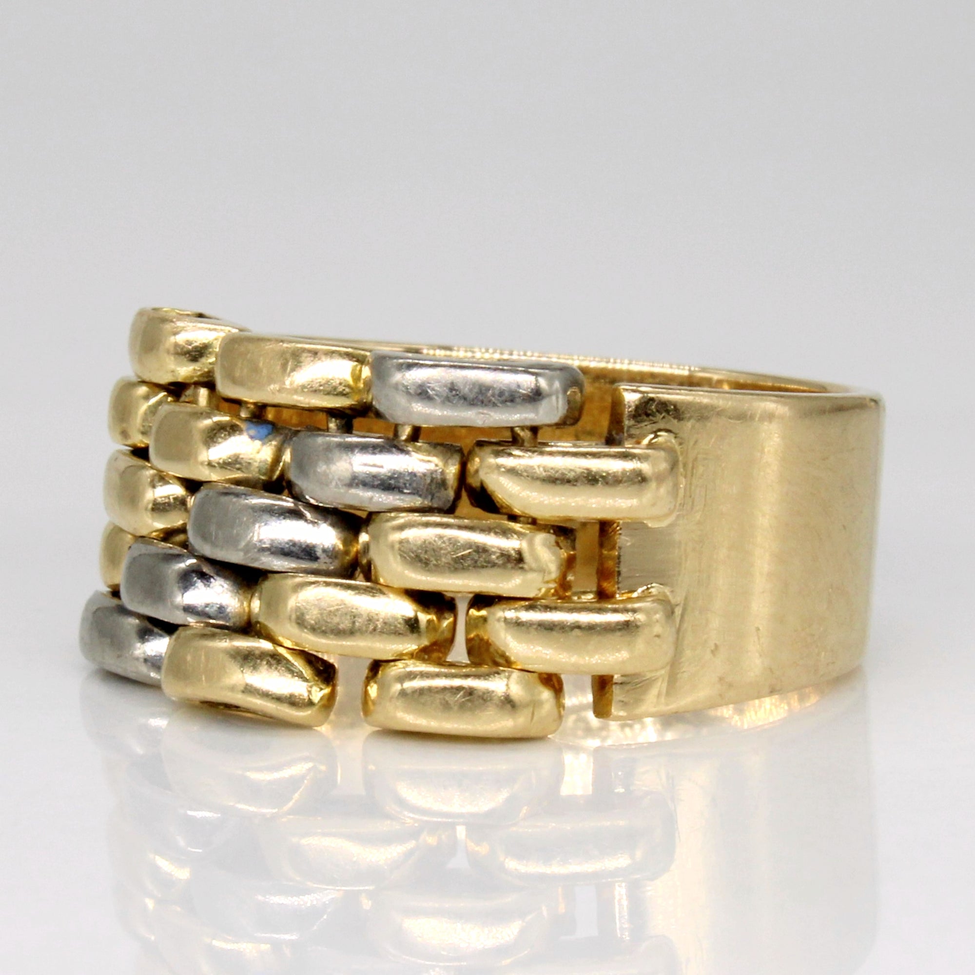 18k Two Tone Gold Panther Chain Link Ring | SZ 8 |