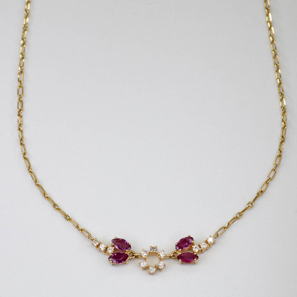 Pink Sapphire & Diamond Necklace | 0.27ctw, 0.96ctw | 18