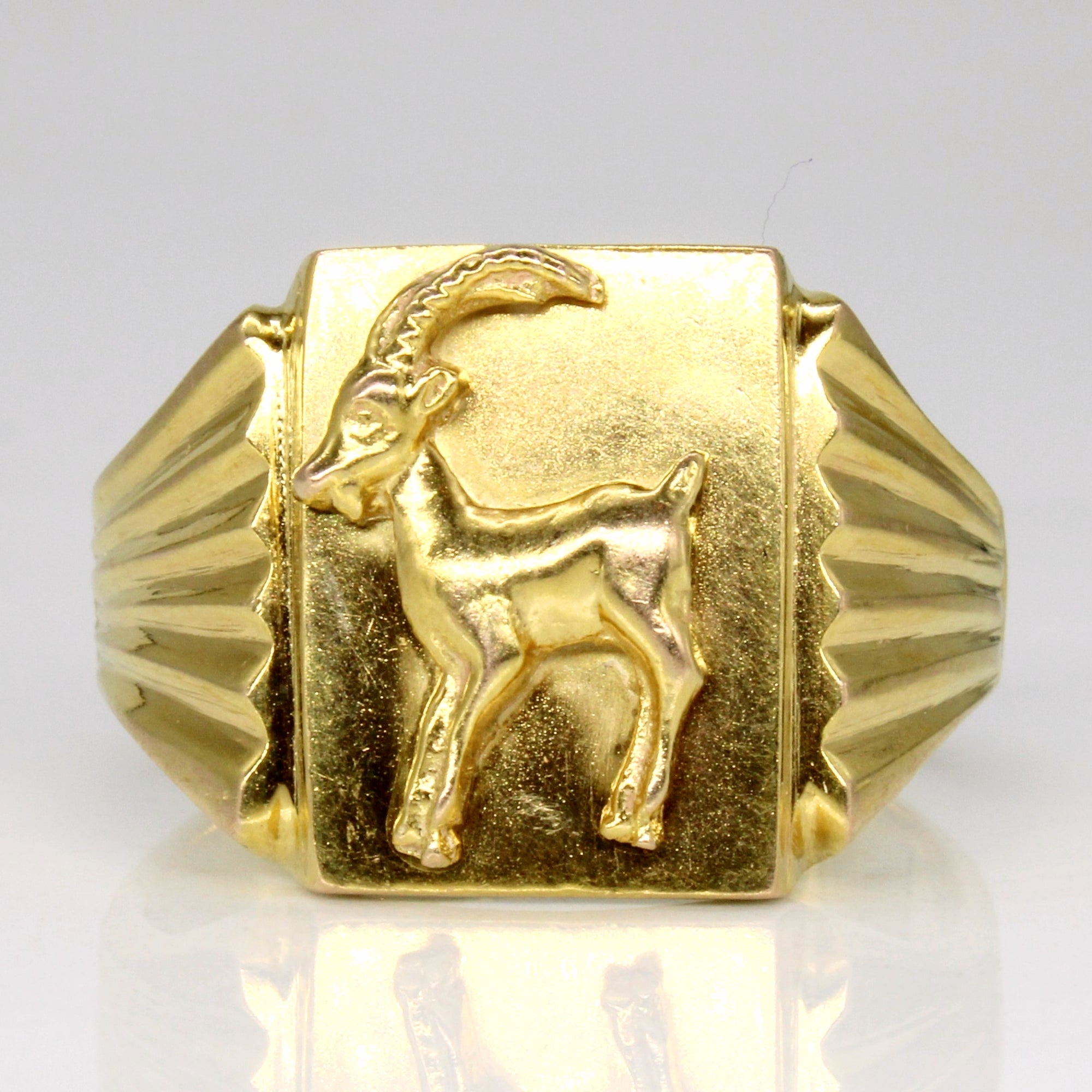 10k Yellow Gold Goat Ring | SZ 11.25 |