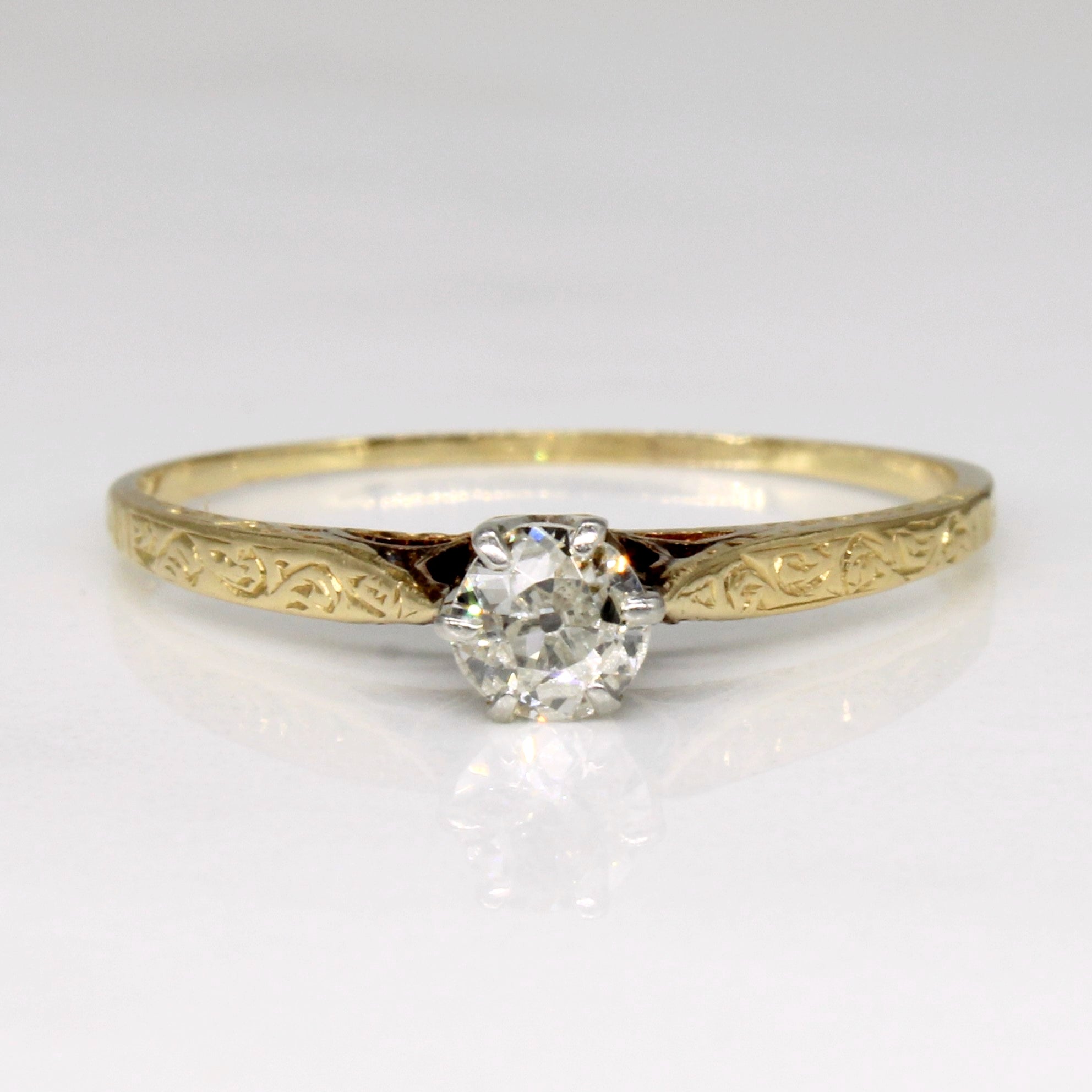 Bague de fiançailles en diamant taille ancienne européenne | 0,23 ct | Taille 7,75 | 