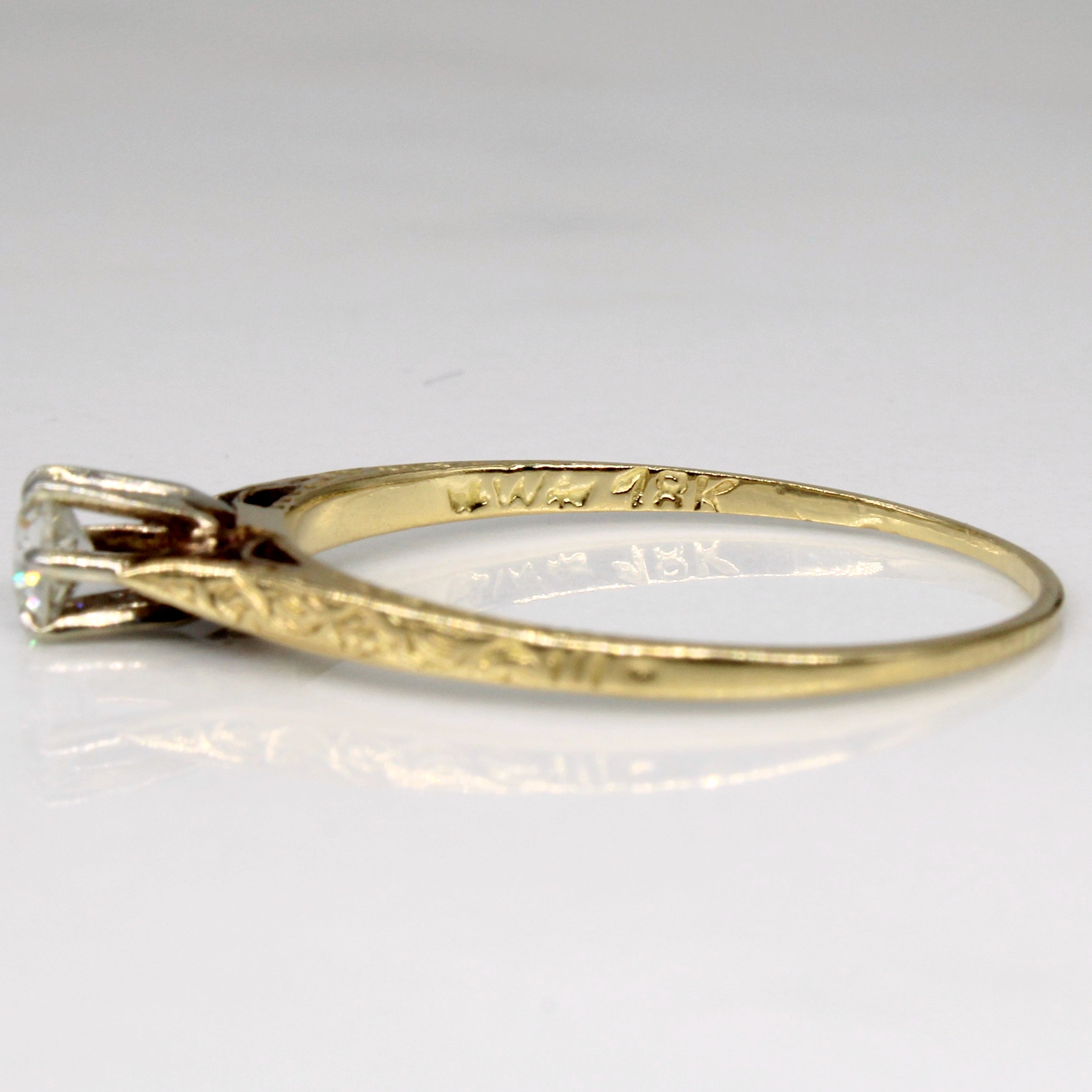 Bague de fiançailles en diamant taille ancienne européenne | 0,23 ct | Taille 7,75 | 