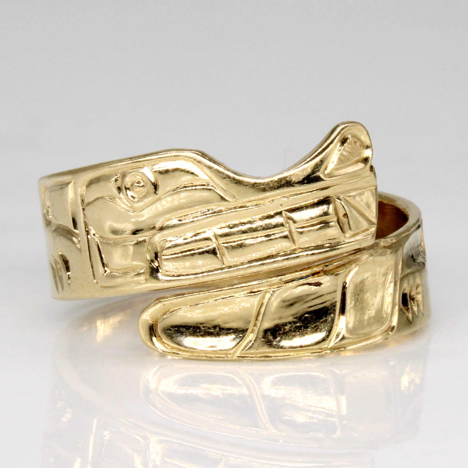 Bague d'art autochtone en or jaune 14 carats | Taille 7,25 | 