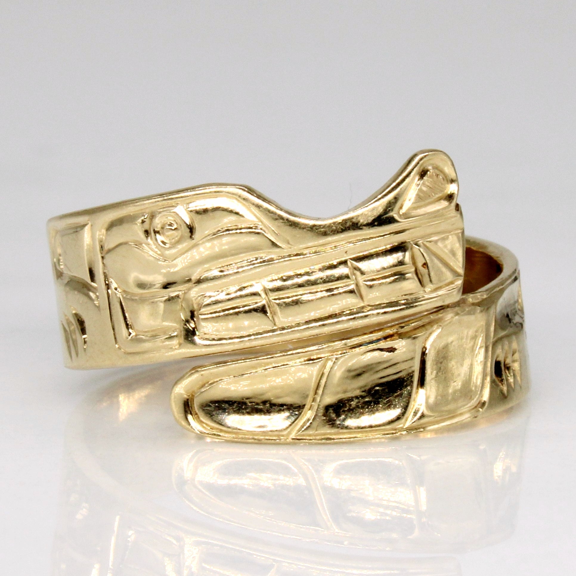 14k Yellow Gold Indigenous Art Ring | SZ 7.25 |