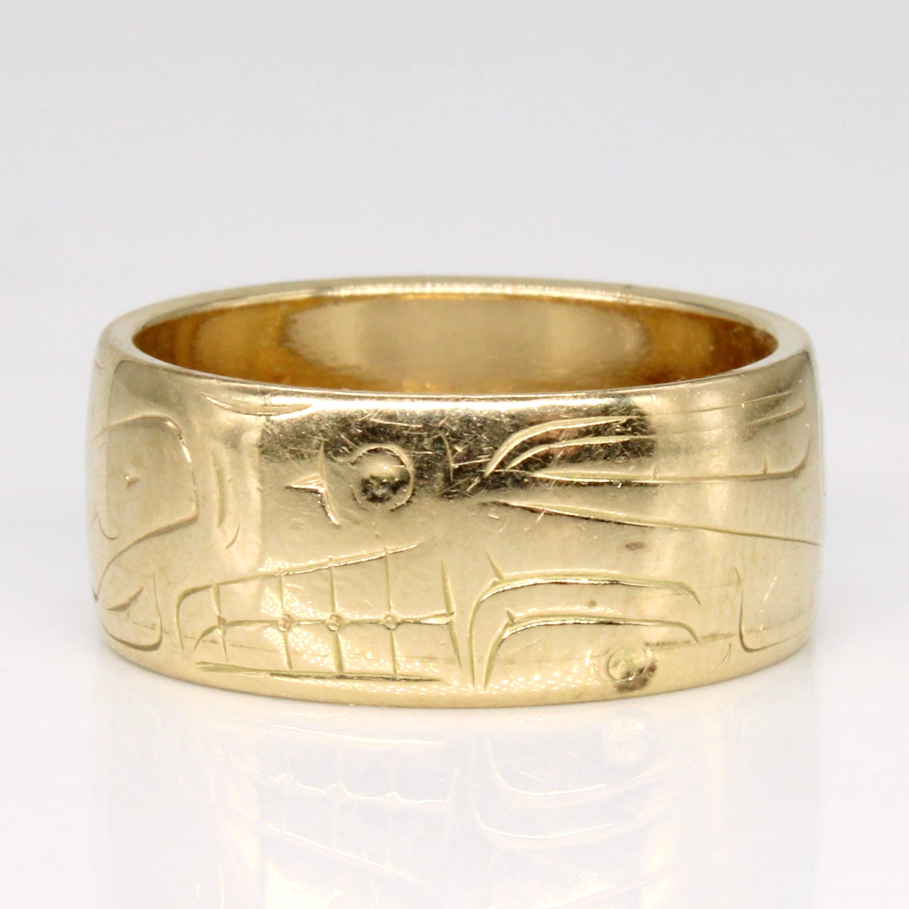 14k Yellow Gold Indigenous Art Ring | SZ 5.5 |