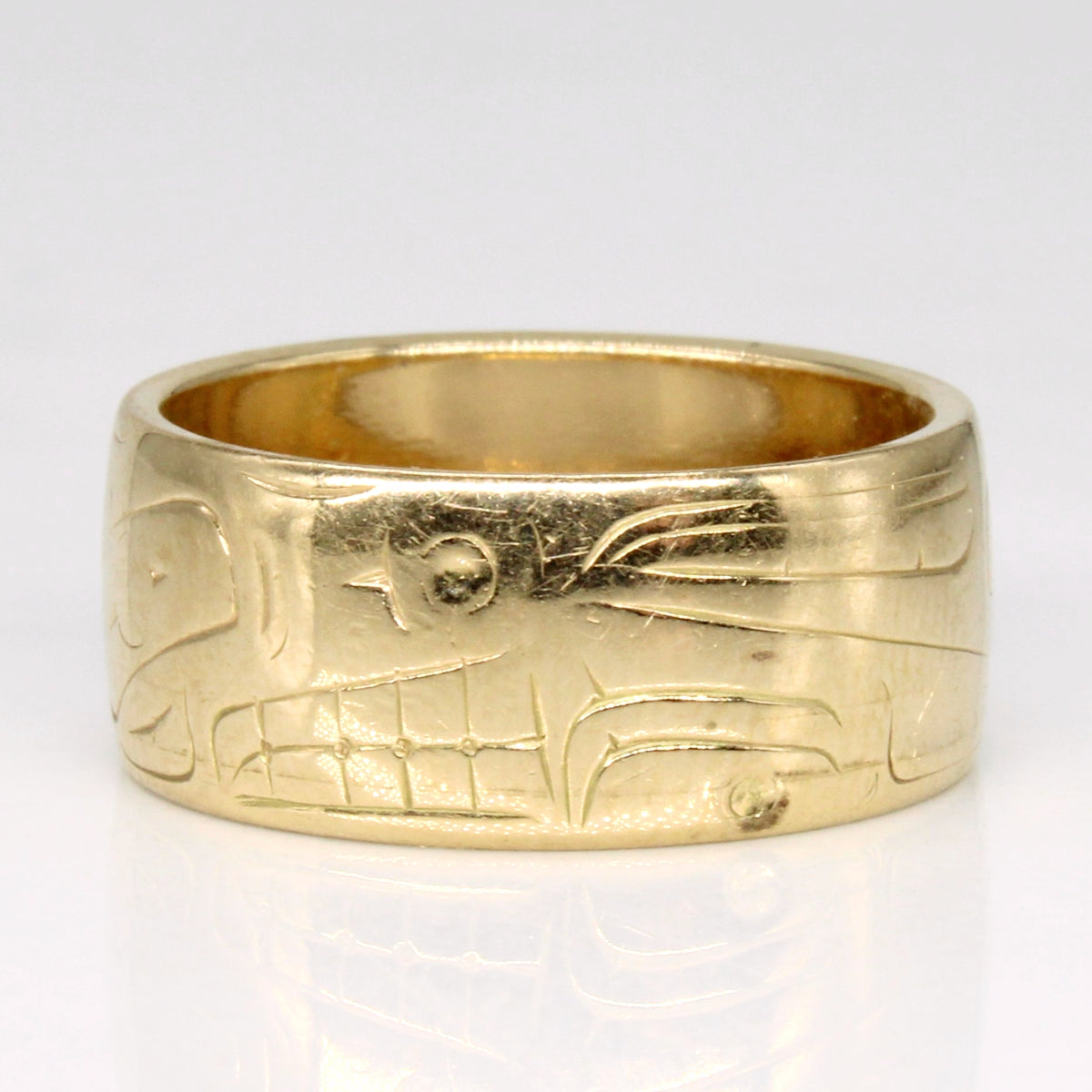 14k Yellow Gold Indigenous Art Ring | SZ 5.5