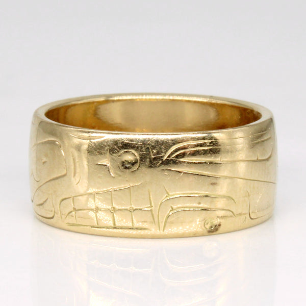 14k Yellow Gold Indigenous Art Ring | SZ 5.5 |