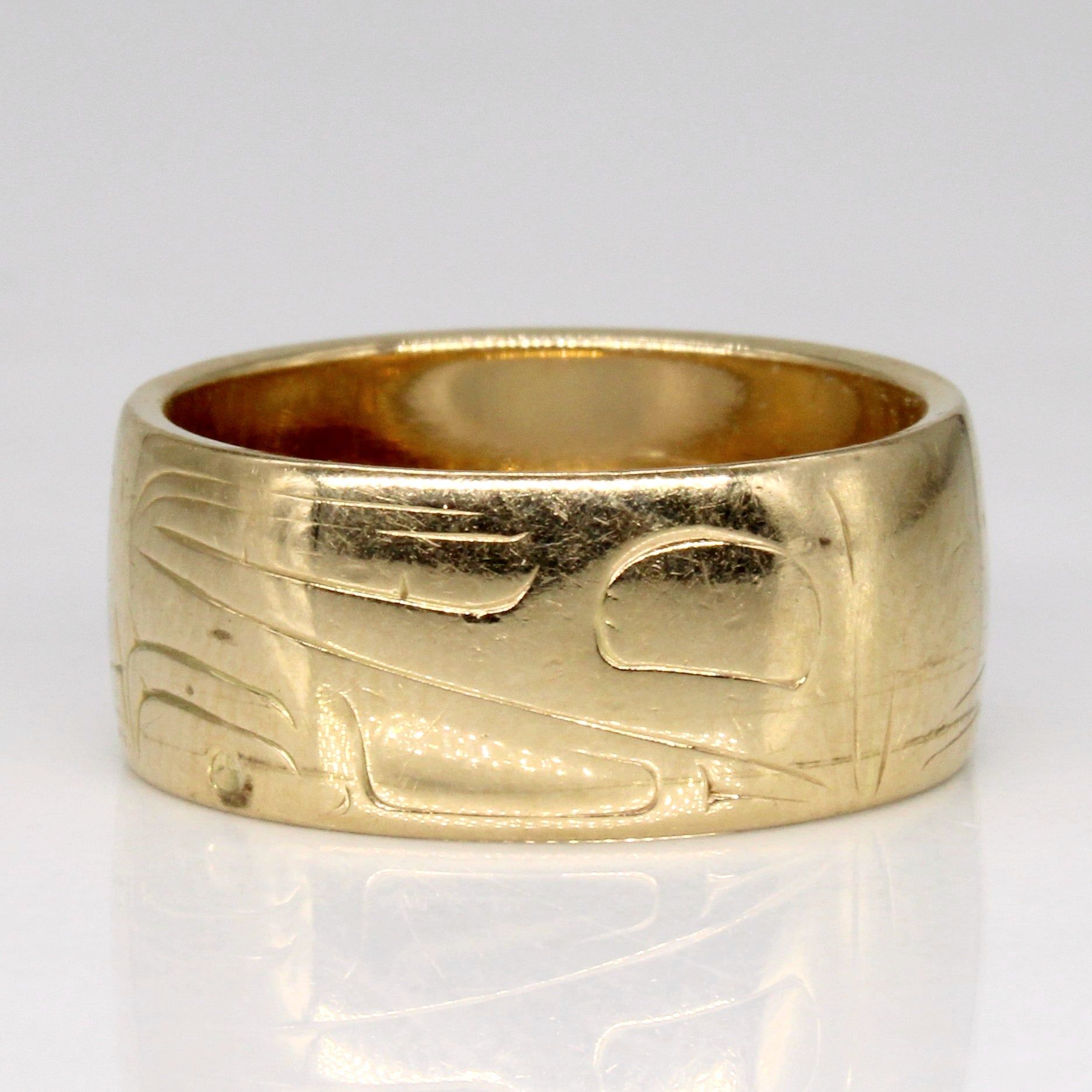 14k Yellow Gold Indigenous Art Ring | SZ 5.5 |