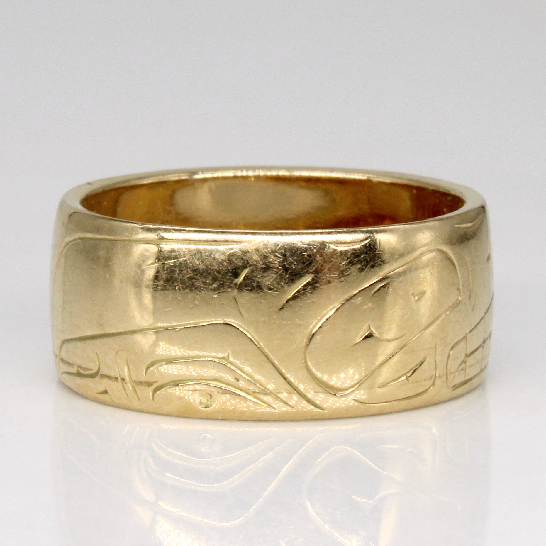 14k Yellow Gold Indigenous Art Ring | SZ 5.5 |