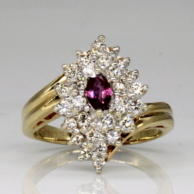 Diamond & Ruby Cluster Ring | 0.40ctw, 0.20ct | SZ 5.25 |