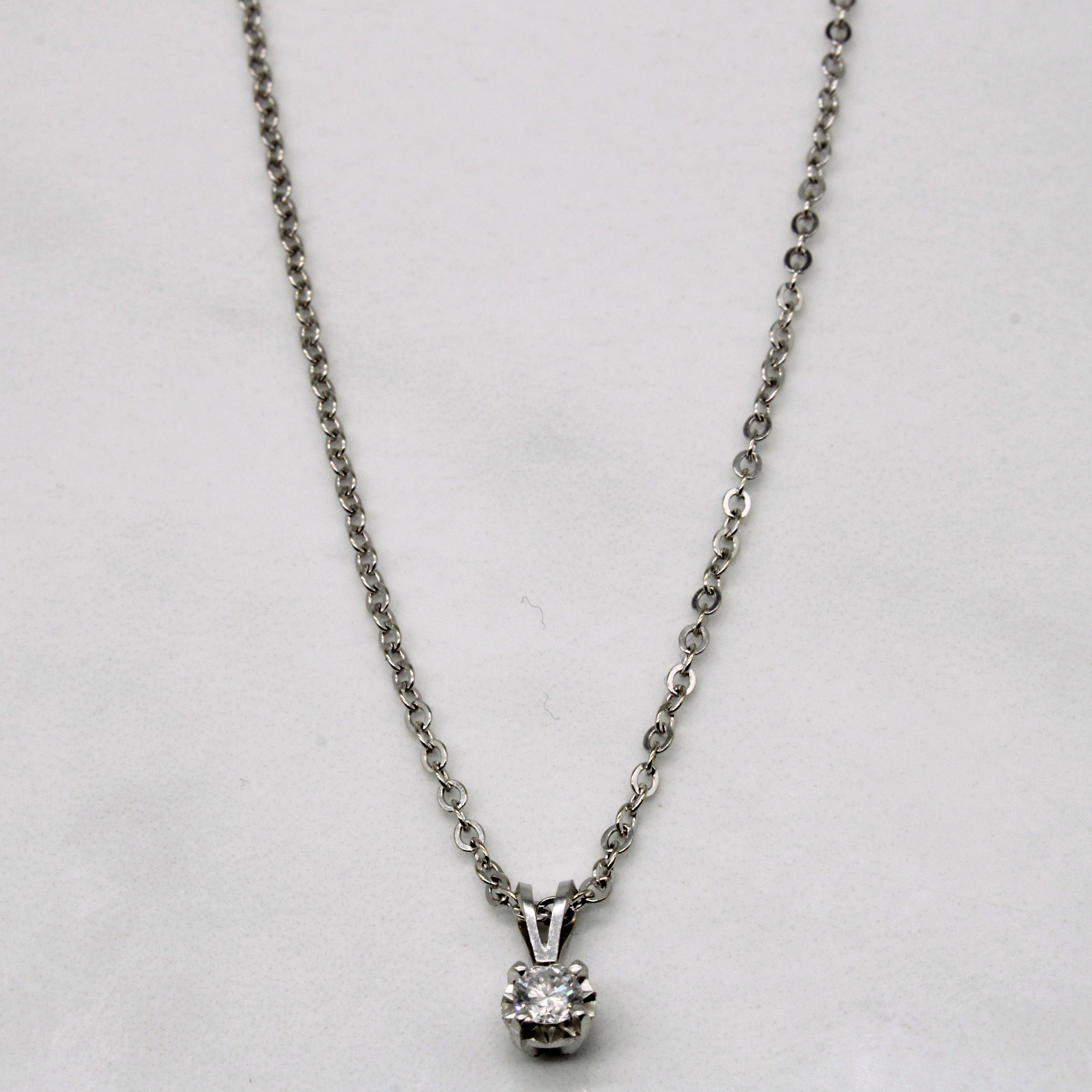 Solitaire Diamond Pendant Necklace | 0.13ct | 16" |