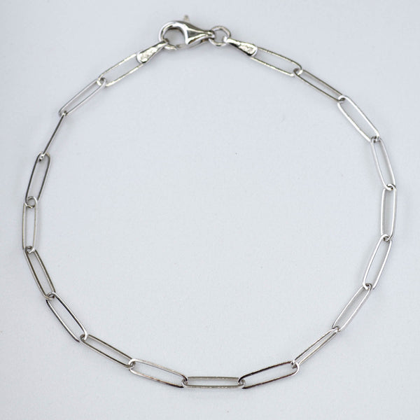 '100 Ways' White Gold Paperclip Chain Bracelet | 7