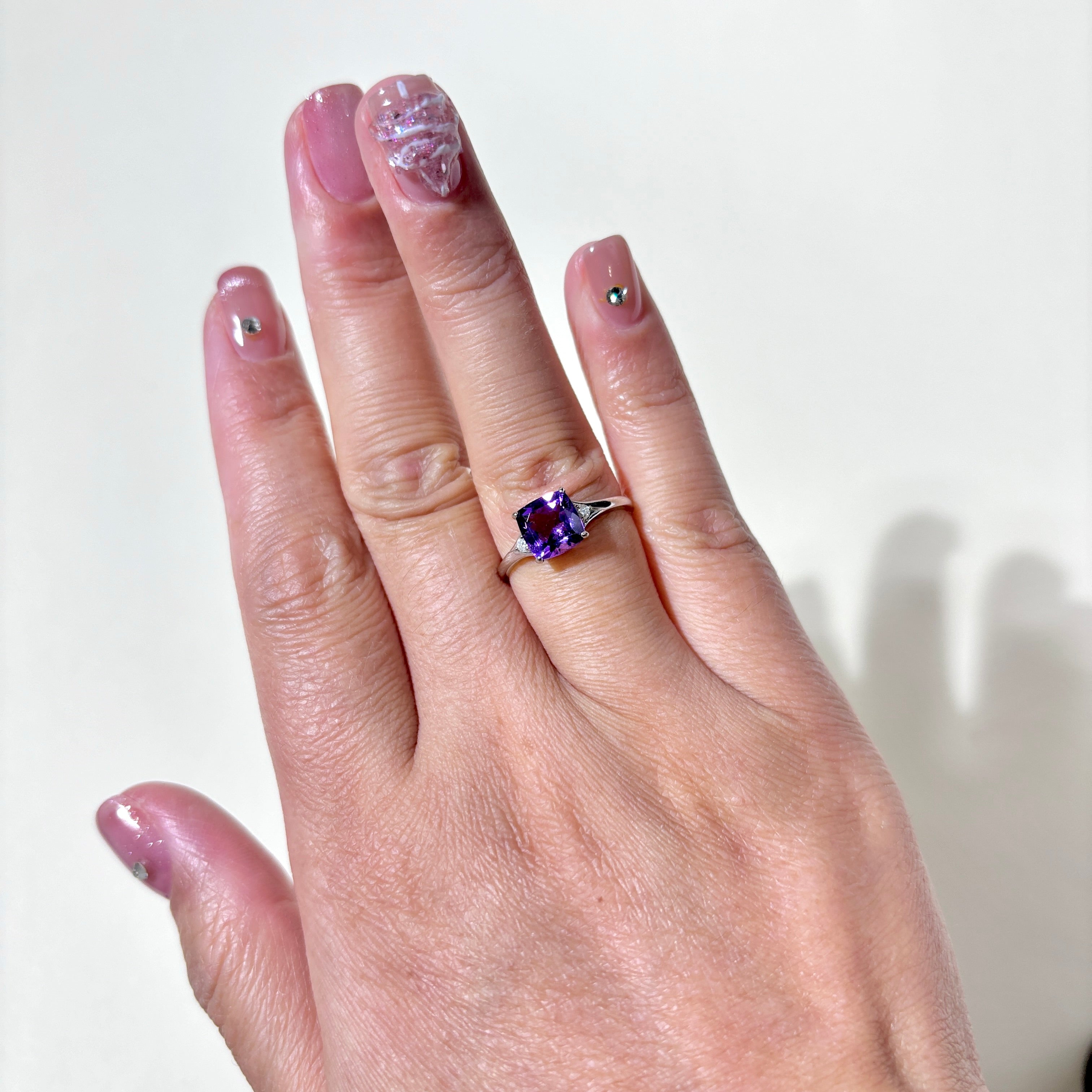 10K White Gold Amethyst & Diamond Ring | 1.37ct, 0.54ctw | SZ 6.75 |