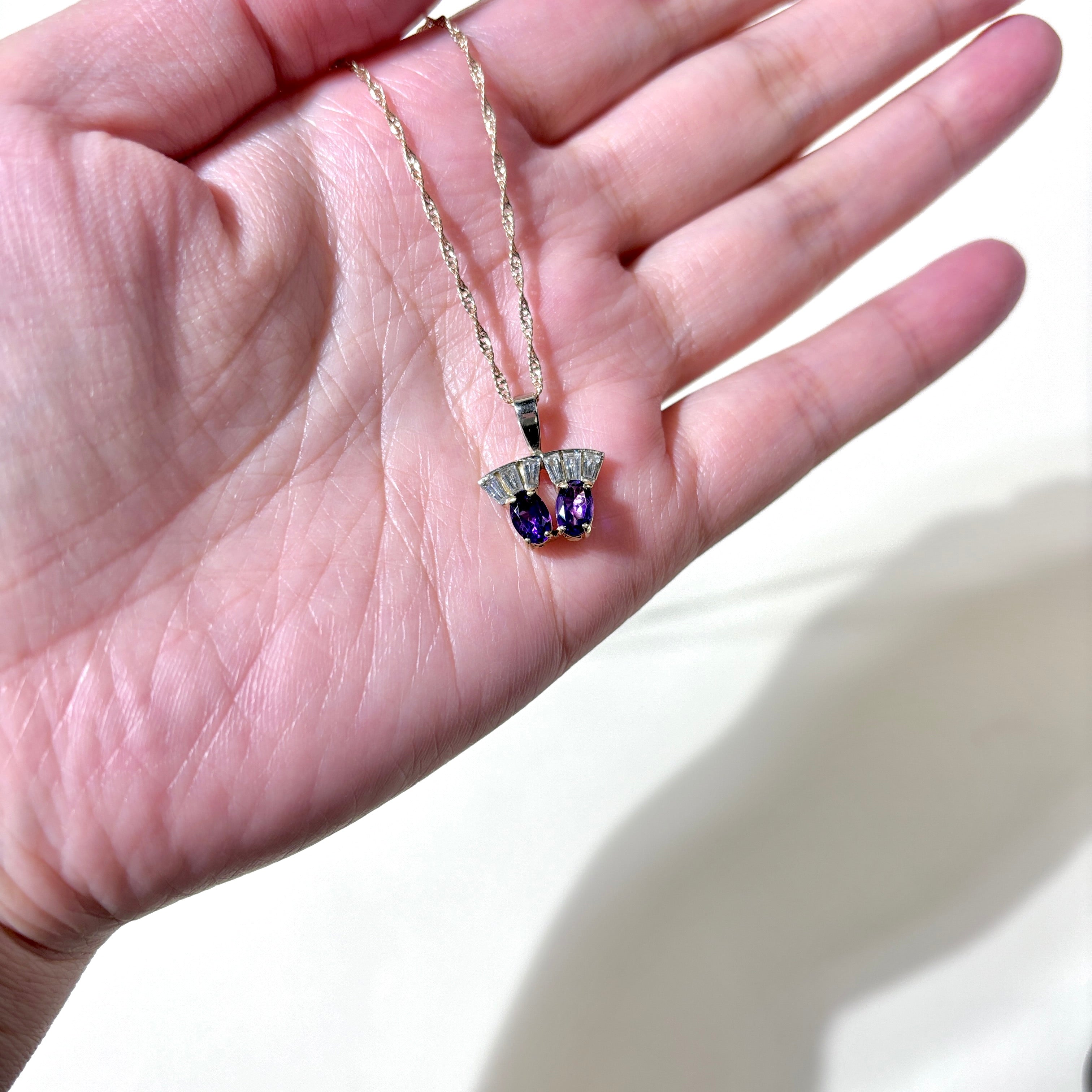 10K Yellow Gold Amethyst & Diamond Pendant Necklace | 0.79ctw, 0.28ctw | 18" |