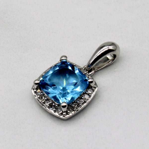 Blue Topaz & Diamond Pendant | 0.90ct, 0.04ctw |