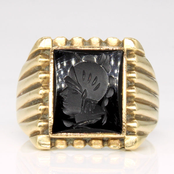 Carved Onyx Ring | 1.80ctw | SZ 9.75 |
