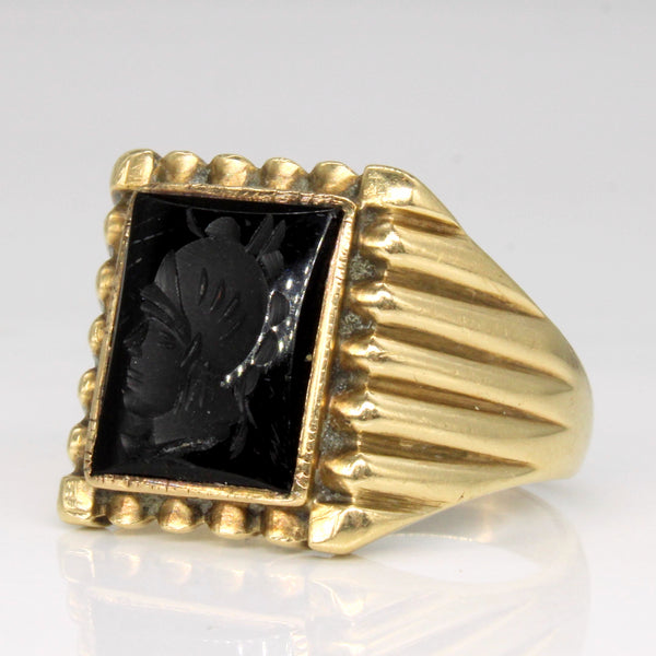 Carved Onyx Ring | 1.80ctw | SZ 9.75 |