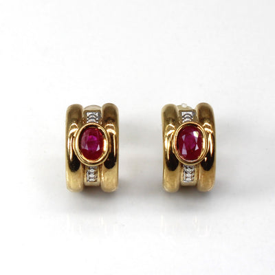 Bezel Set Ruby Semi Huggie Earrings | 0.36ctw |