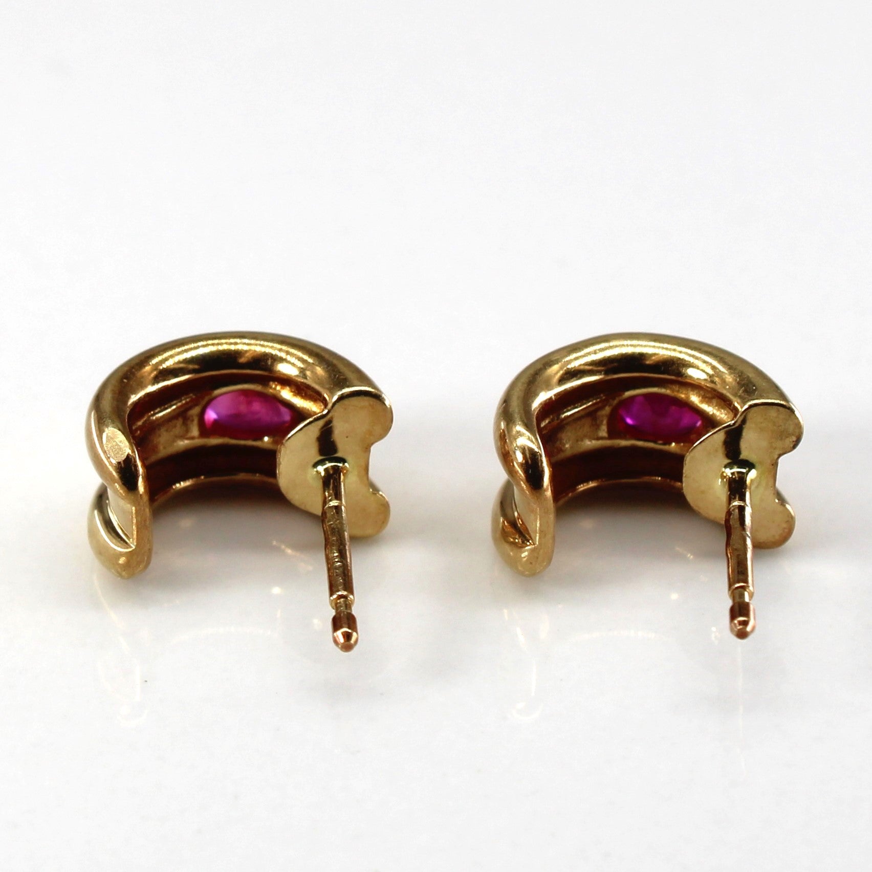 Bezel Set Ruby Semi Huggie Earrings | 0.36ctw |