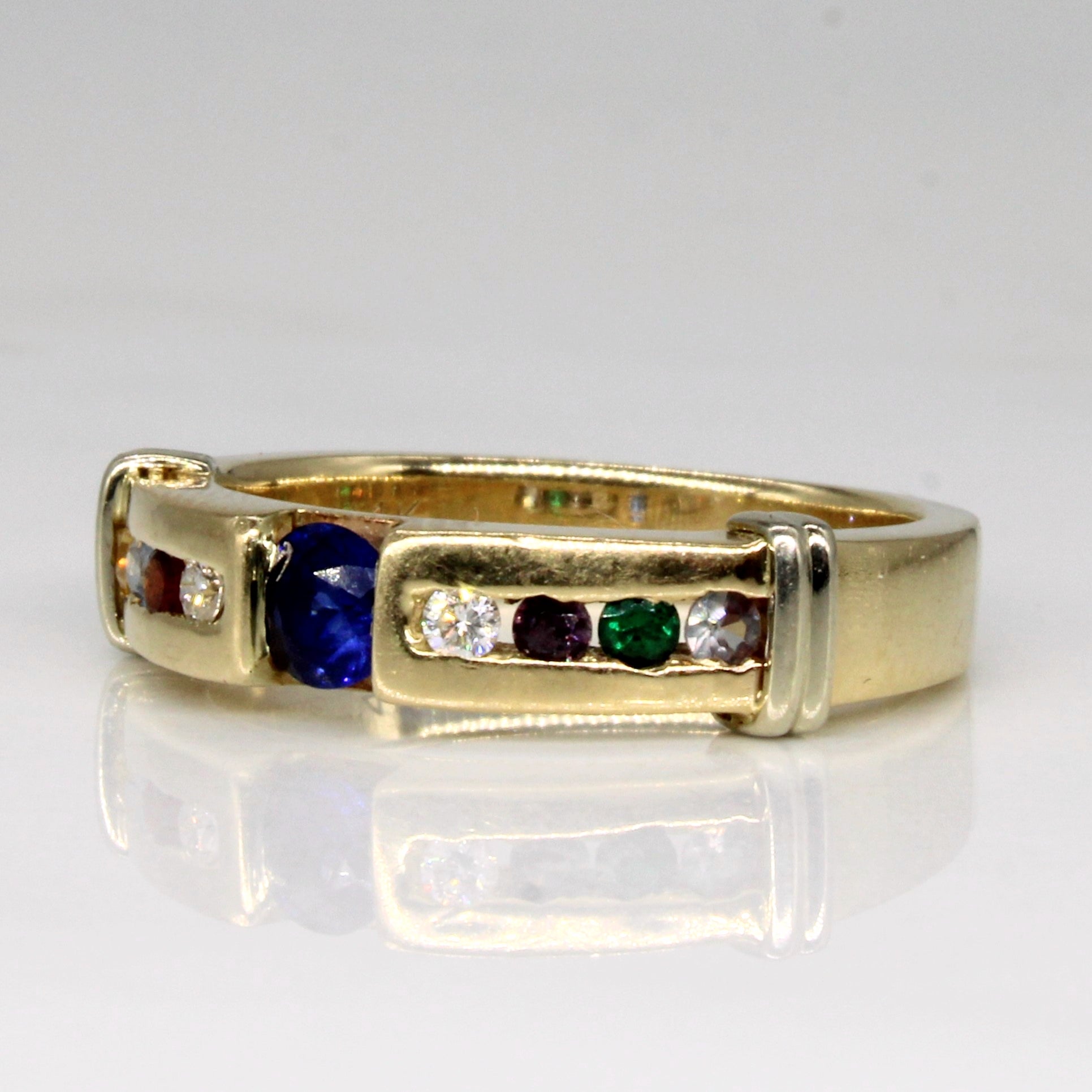 Channel & Tension Set Multi Gem Ring | 0.36ctw | SZ 6 |