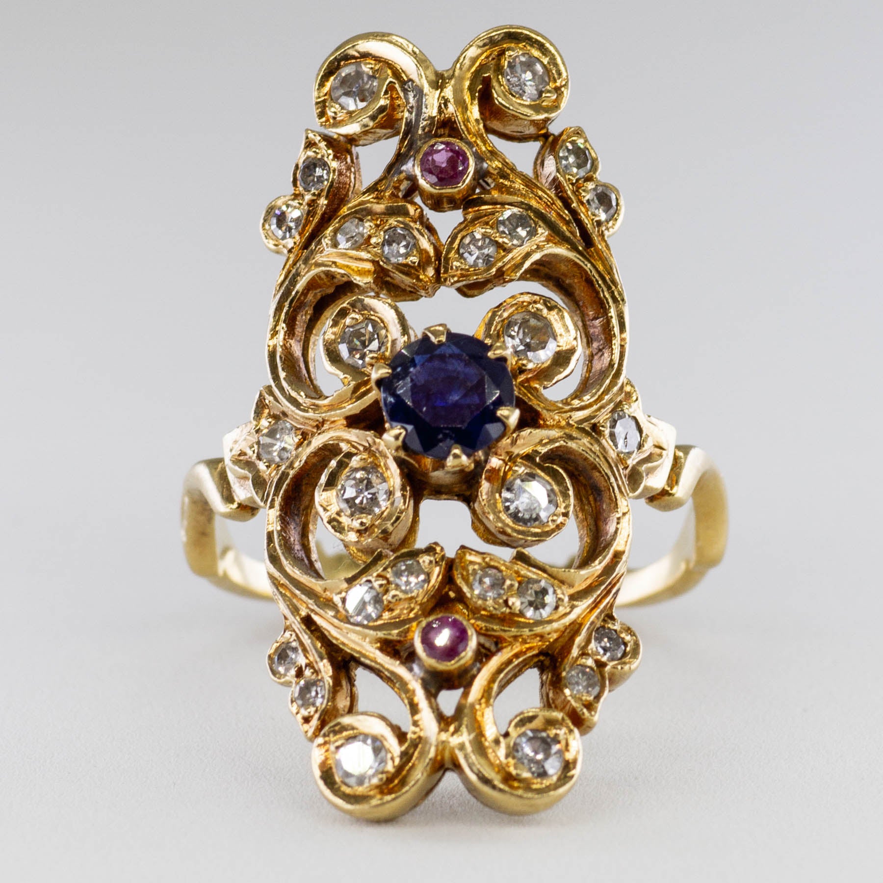 1930s Multi Gem Cocktail Ring | 0.45ctw | SZ 9 |