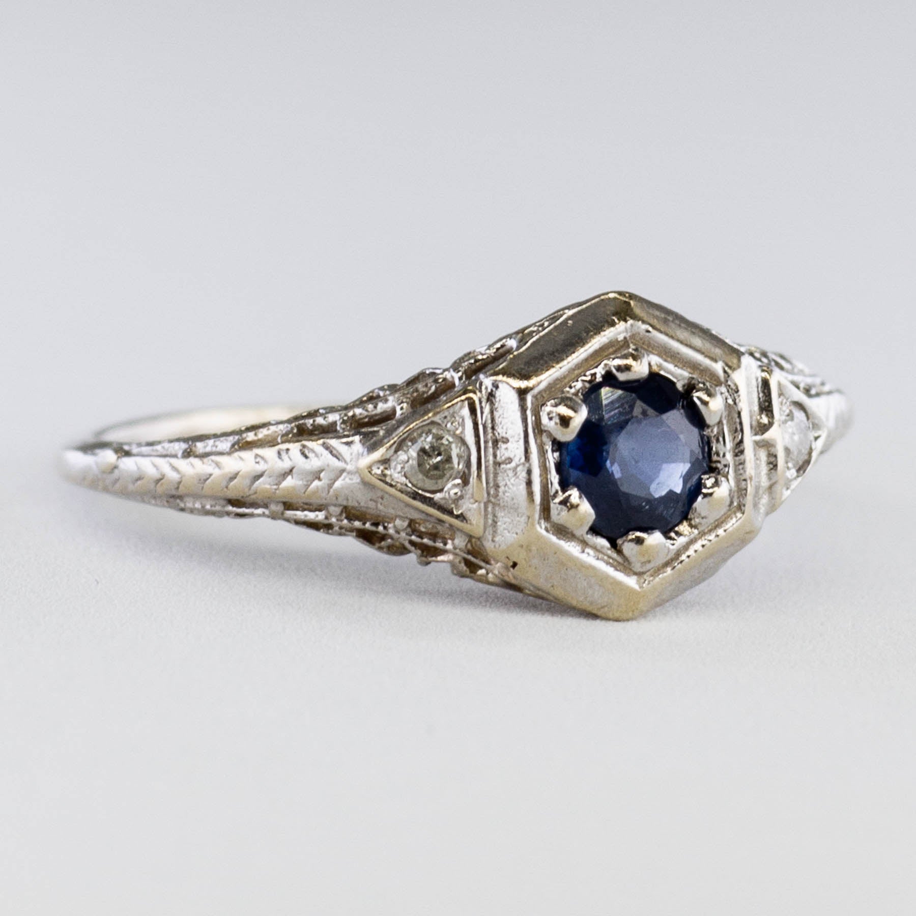 Art Deco Era Sapphire & Diamond Ring | 0.28ct, 0.04ctw | SZ 6 |