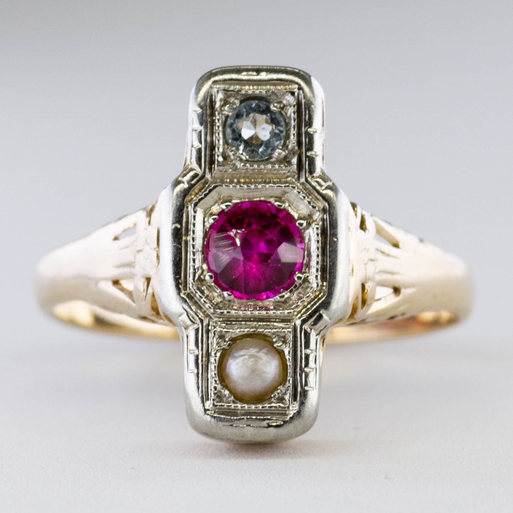 Multi Gem Art Deco Ring | 0.40ctw | SZ 7.25 |