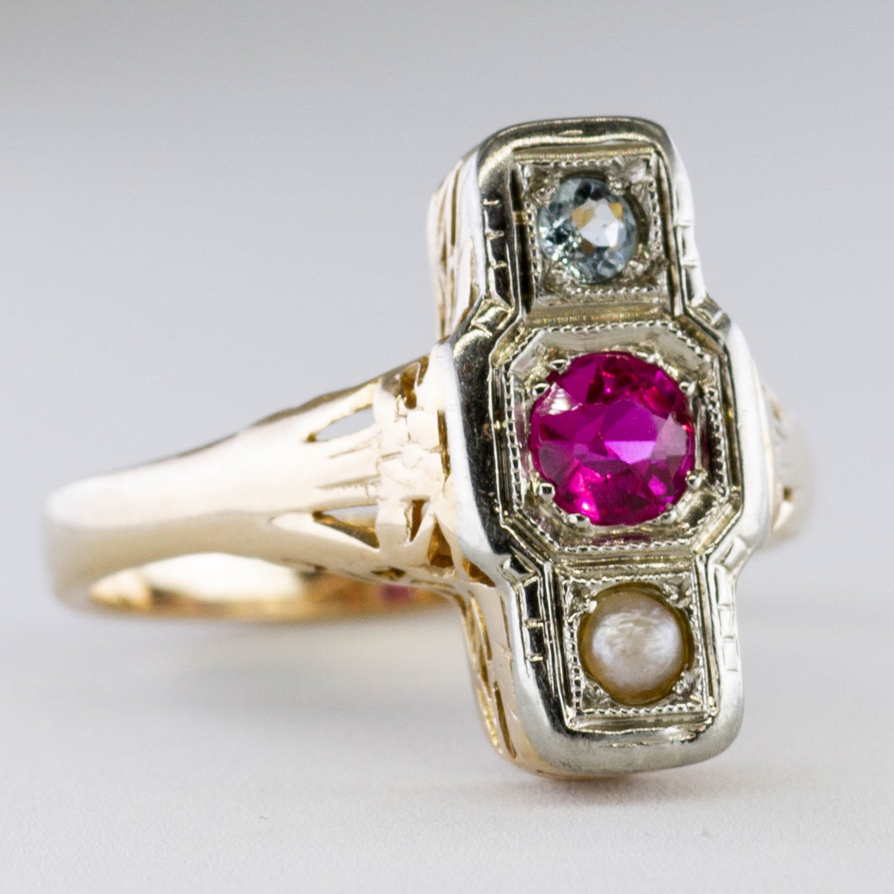 Multi Gem Art Deco Ring | 0.40ctw | SZ 7.25 |