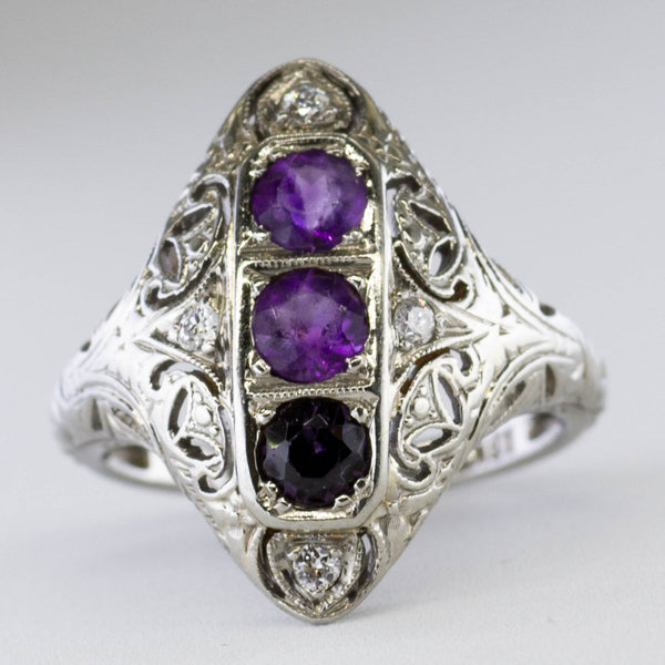 Art Deco Amethyst & Diamond Ring | 0.50ct, 0.07ctw | SZ 4.25 |