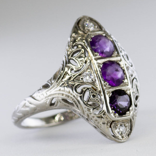 Art Deco Amethyst & Diamond Ring | 0.50ct, 0.07ctw | SZ 4.25 |