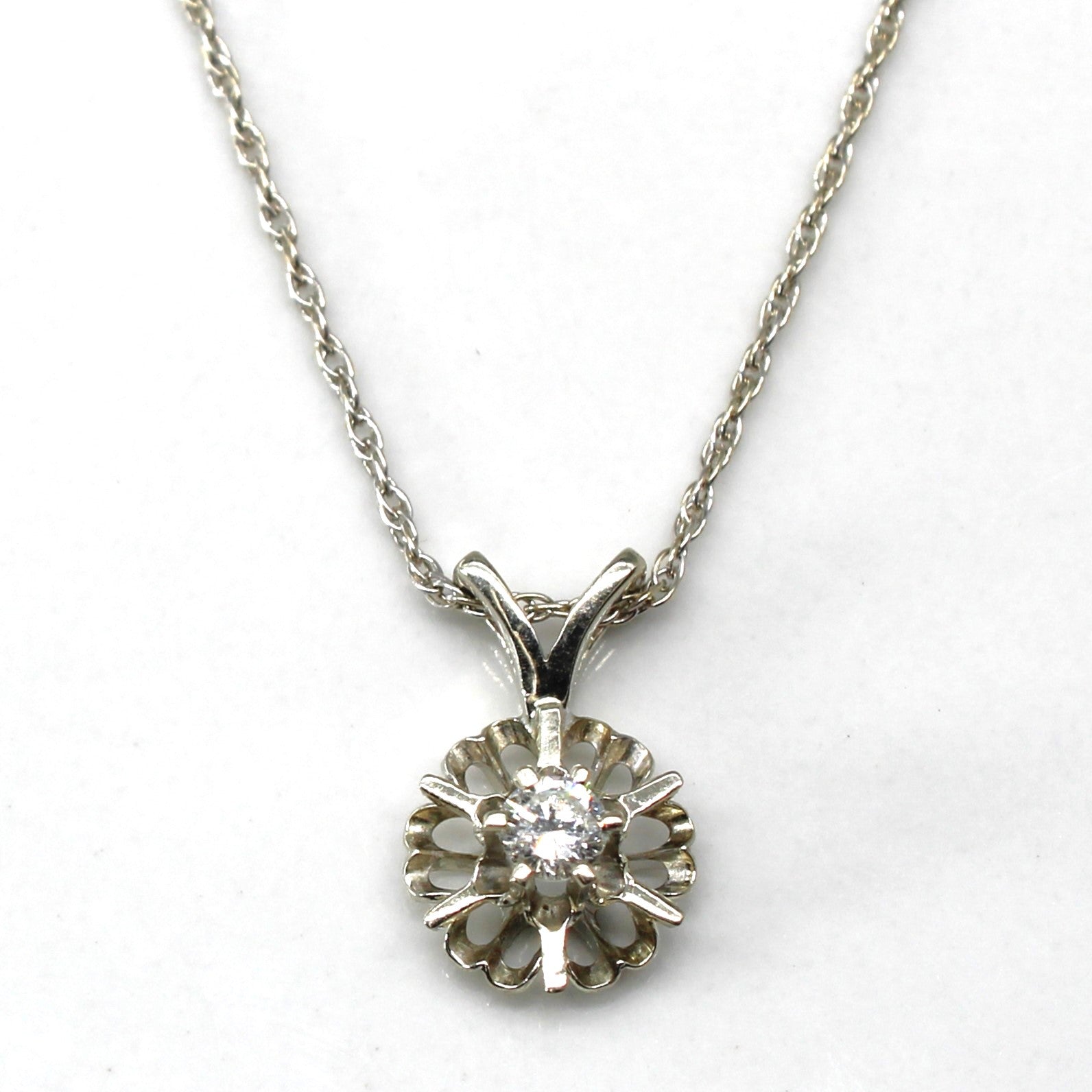 Solitaire Diamond Pendant Necklace | 0.10ct | 16