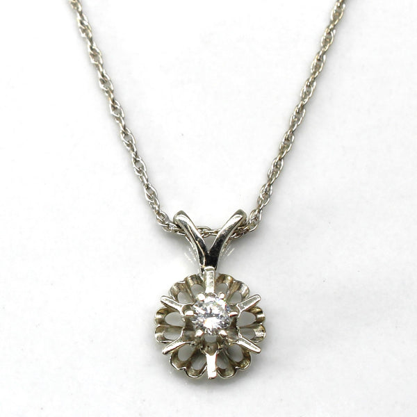 Solitaire Diamond Pendant Necklace | 0.10ct | 16