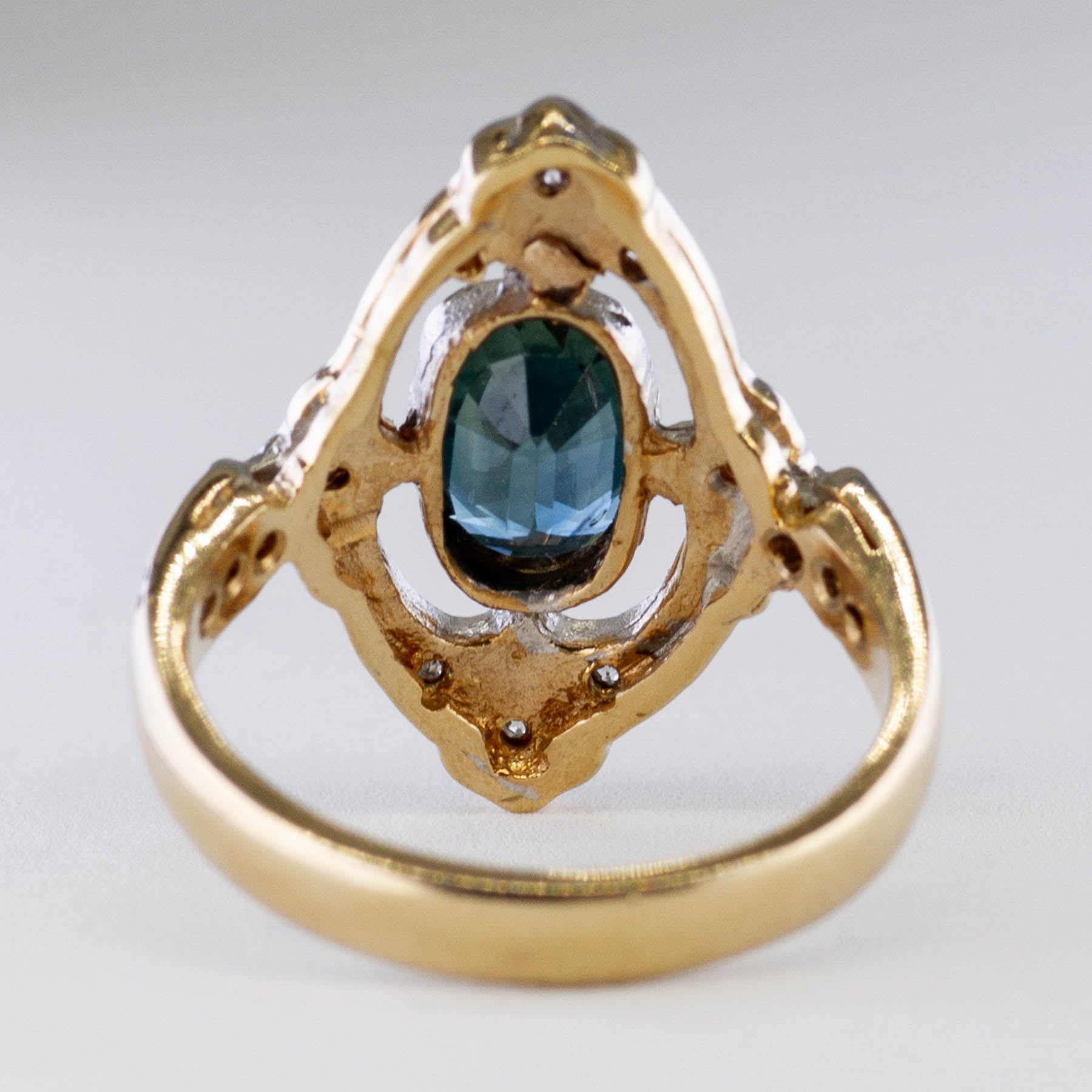 Art Deco Style Blue Sapphire & Diamond Ring | 1.75ct, 0.14ctw | SZ 5 |