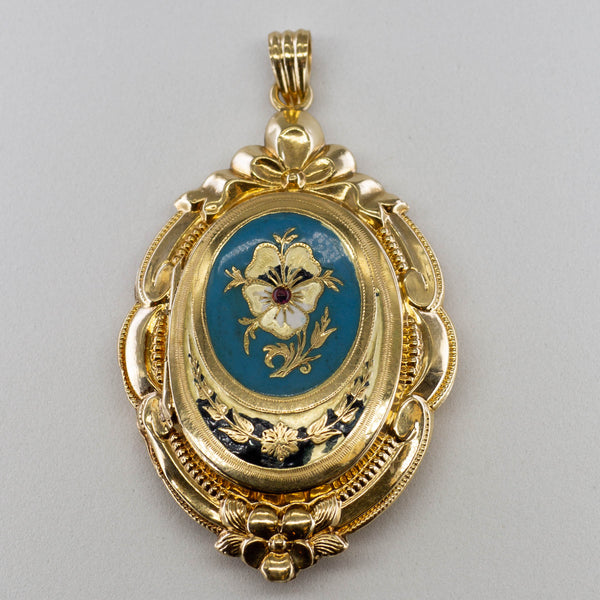 Early Mid Century Enamelled Floral Locket | 0.02ct |