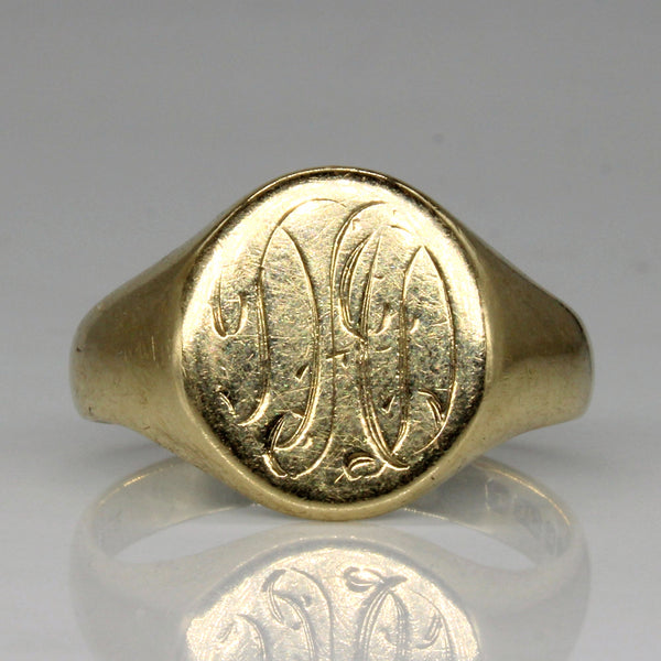 1977 9k Yellow Gold Initial Ring | SZ 10 |