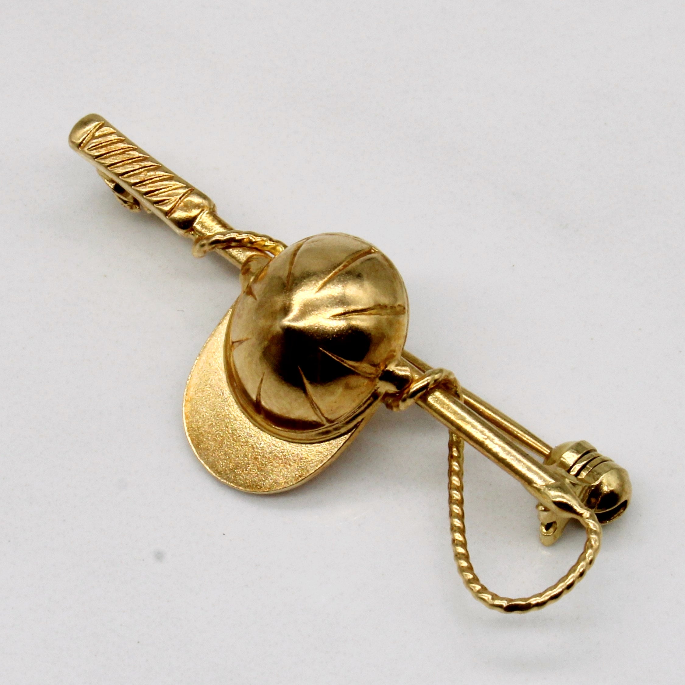 18k Yellow Gold Hat Brooch