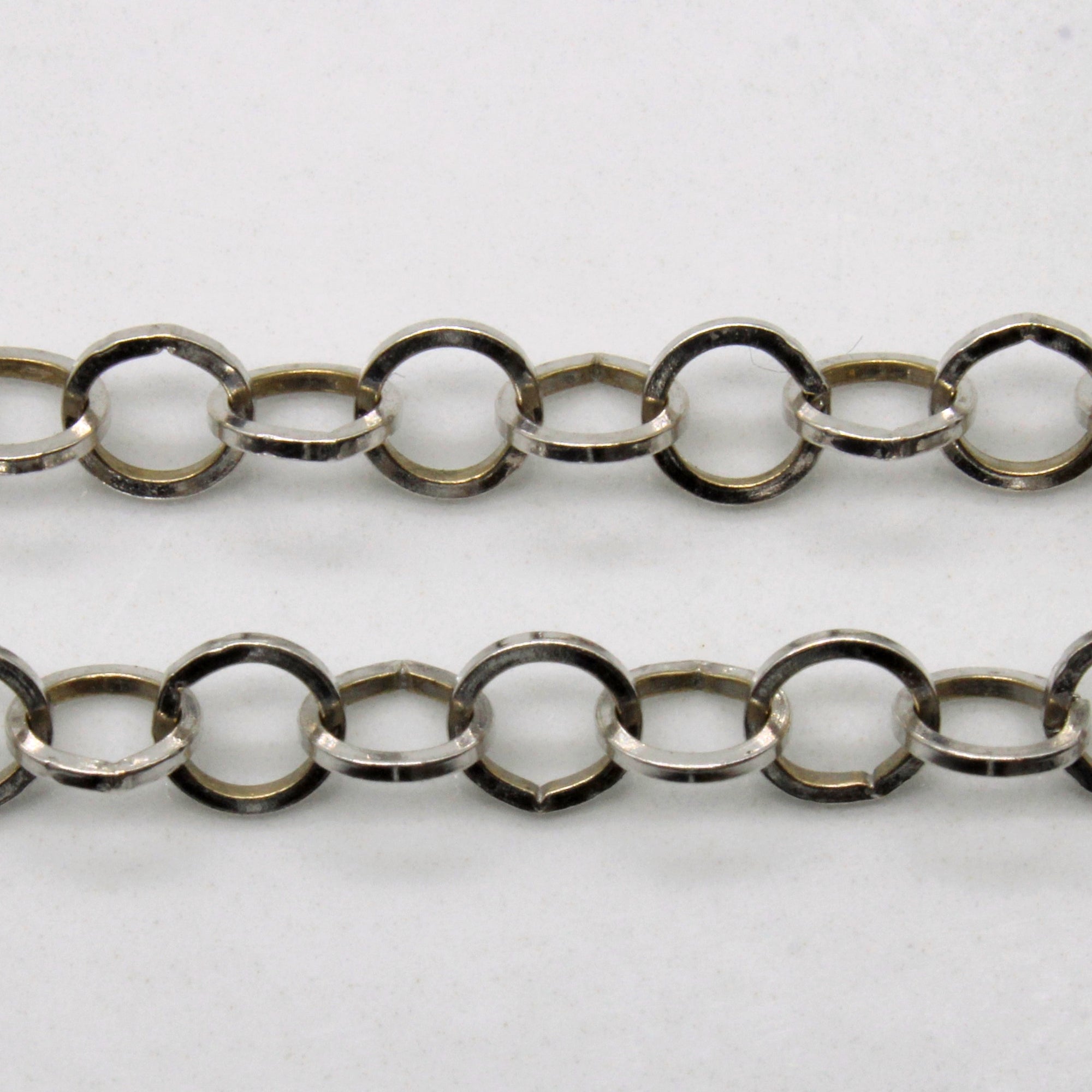 14k White Gold Circle Link Chain | 24