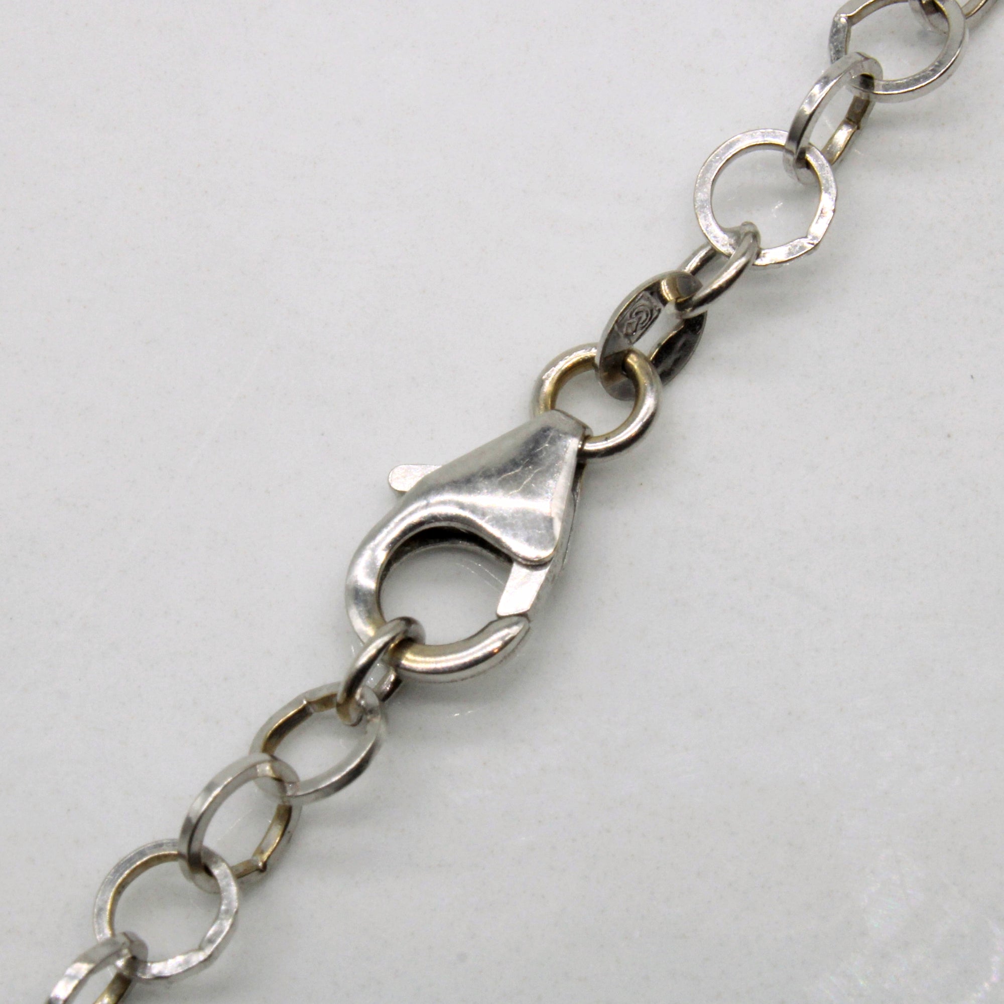 14k White Gold Circle Link Chain | 24