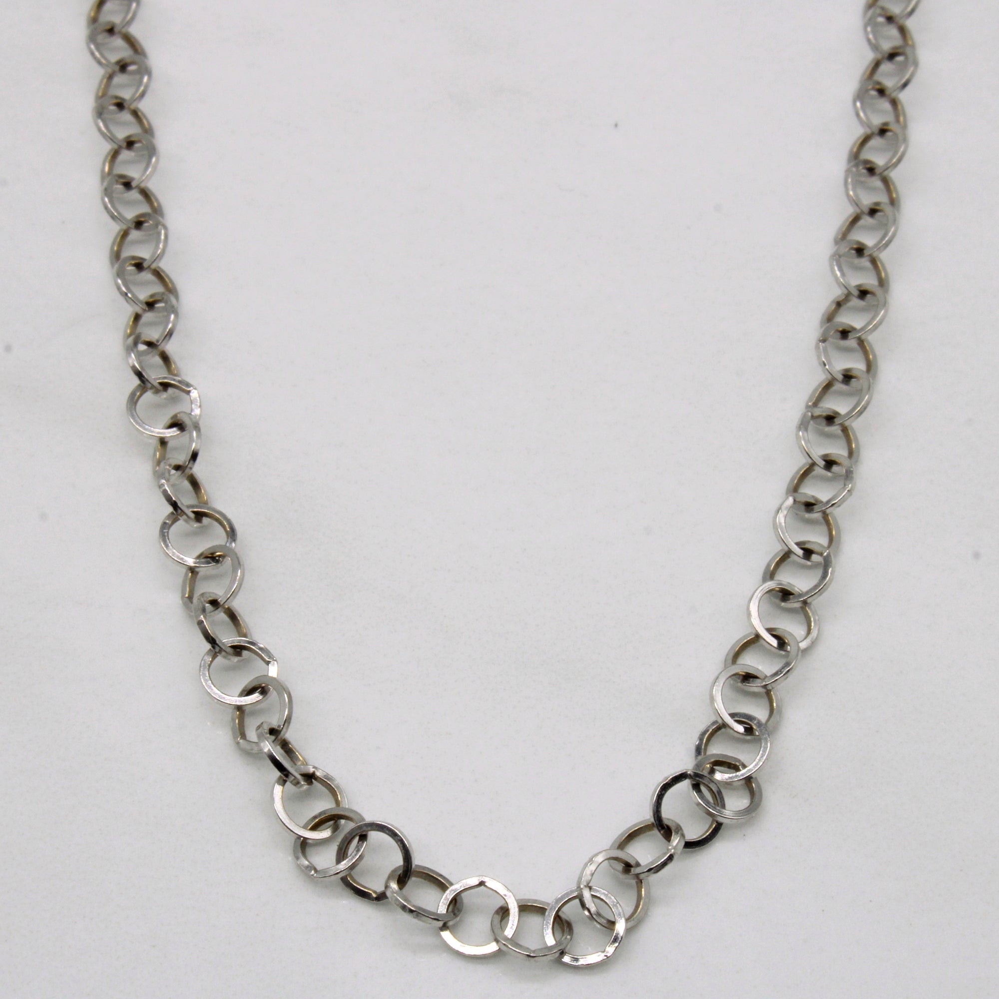 14k White Gold Circle Link Chain | 24