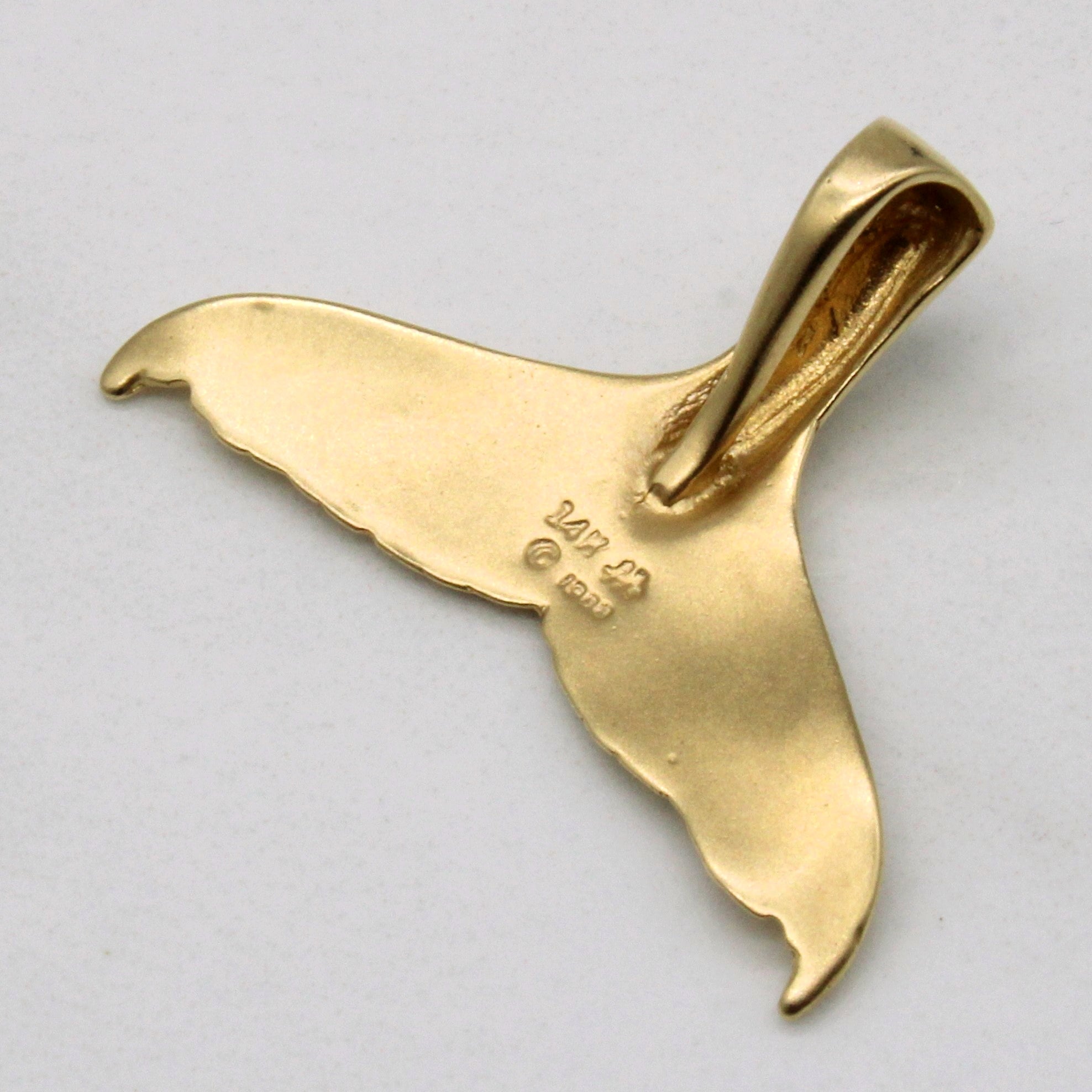 14k Yellow Gold Whale Tail Pendant
