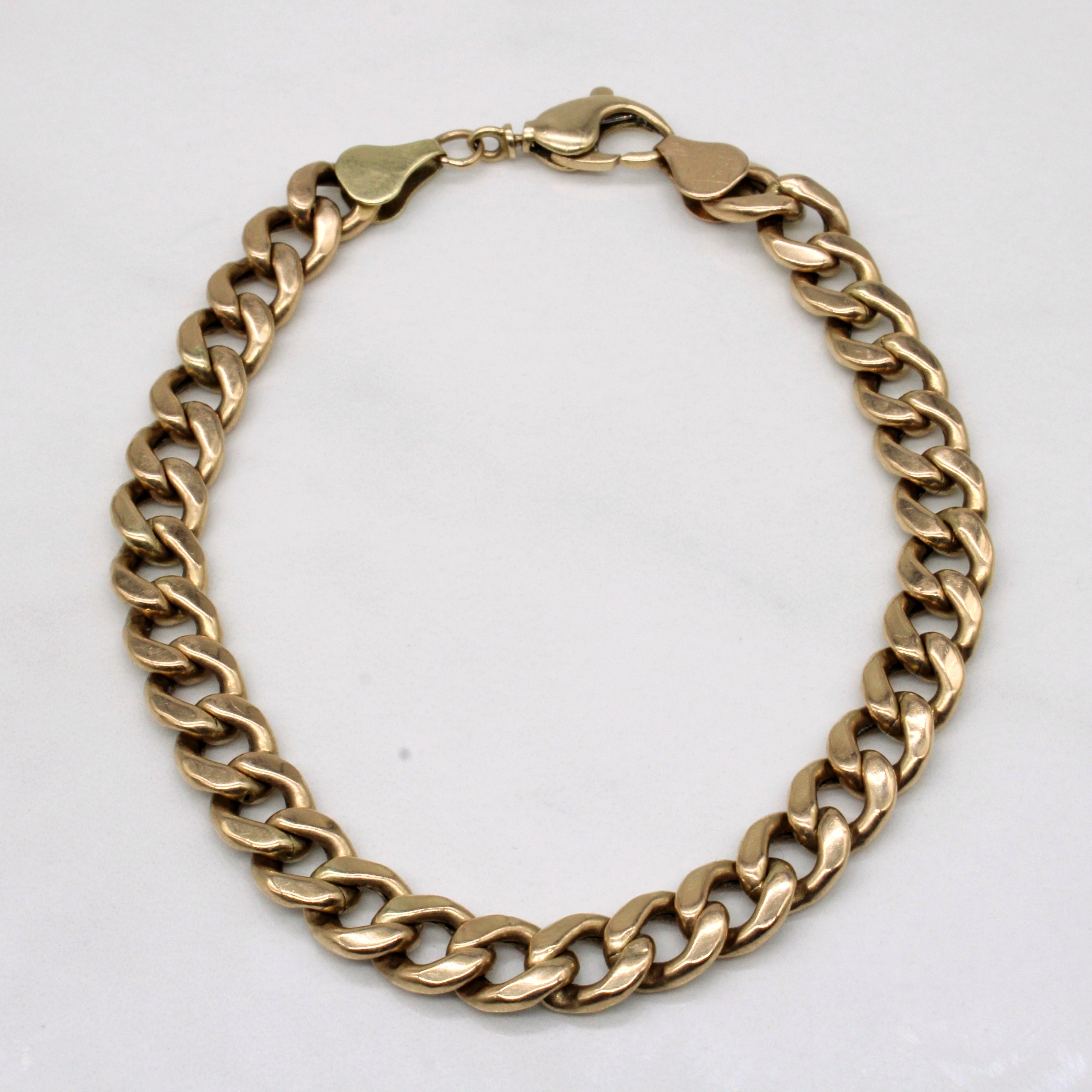 Bracelet à maillons gourmette en or jaune 10 carats | 8 pouces | 