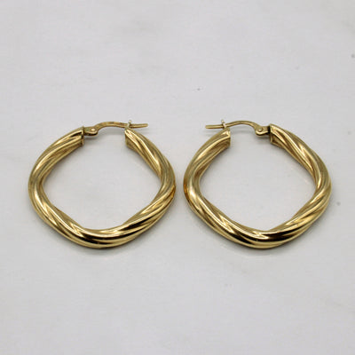 14k Yellow Gold Soft Square Hoop Earrings