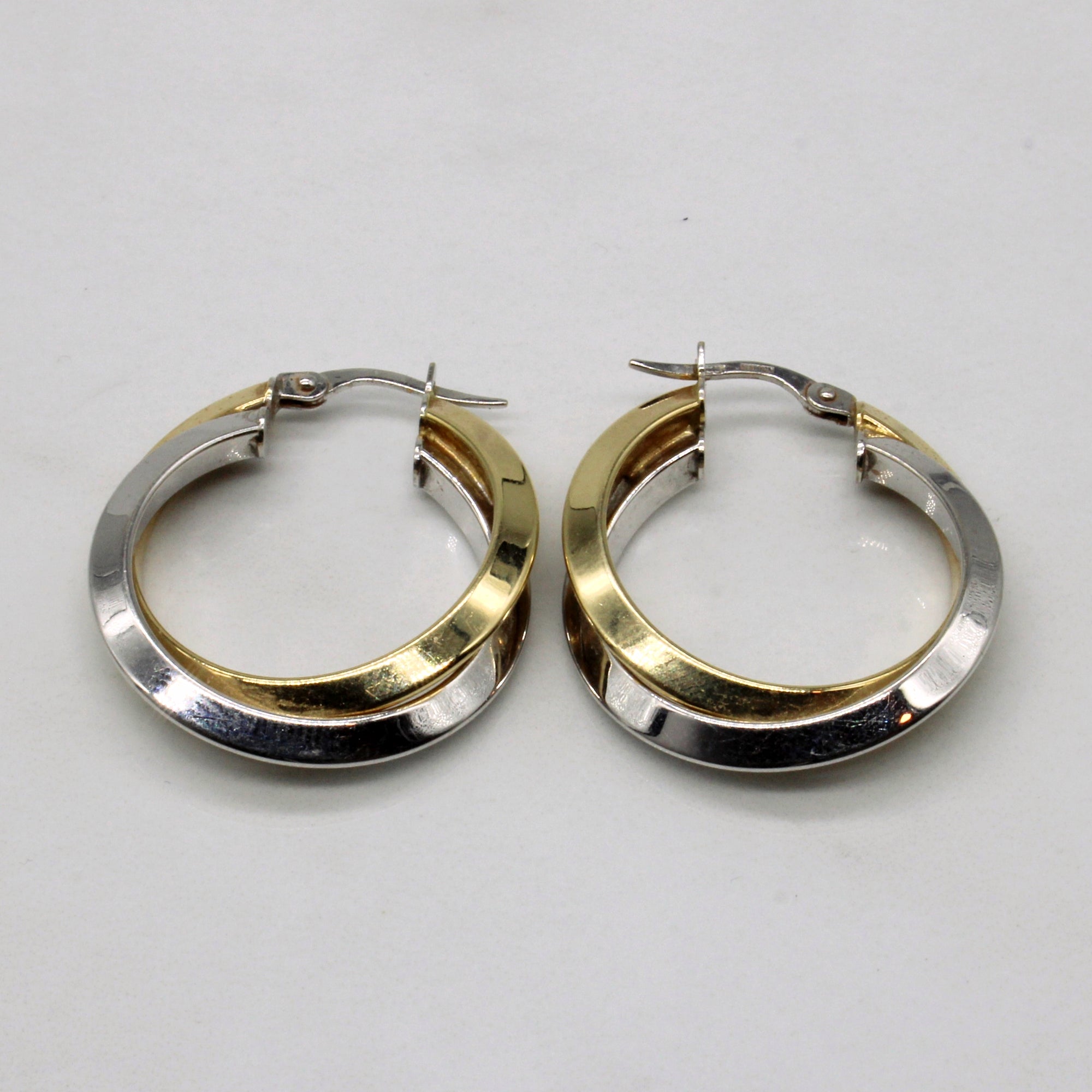 14k Two Tone Gold Hoop Earrings