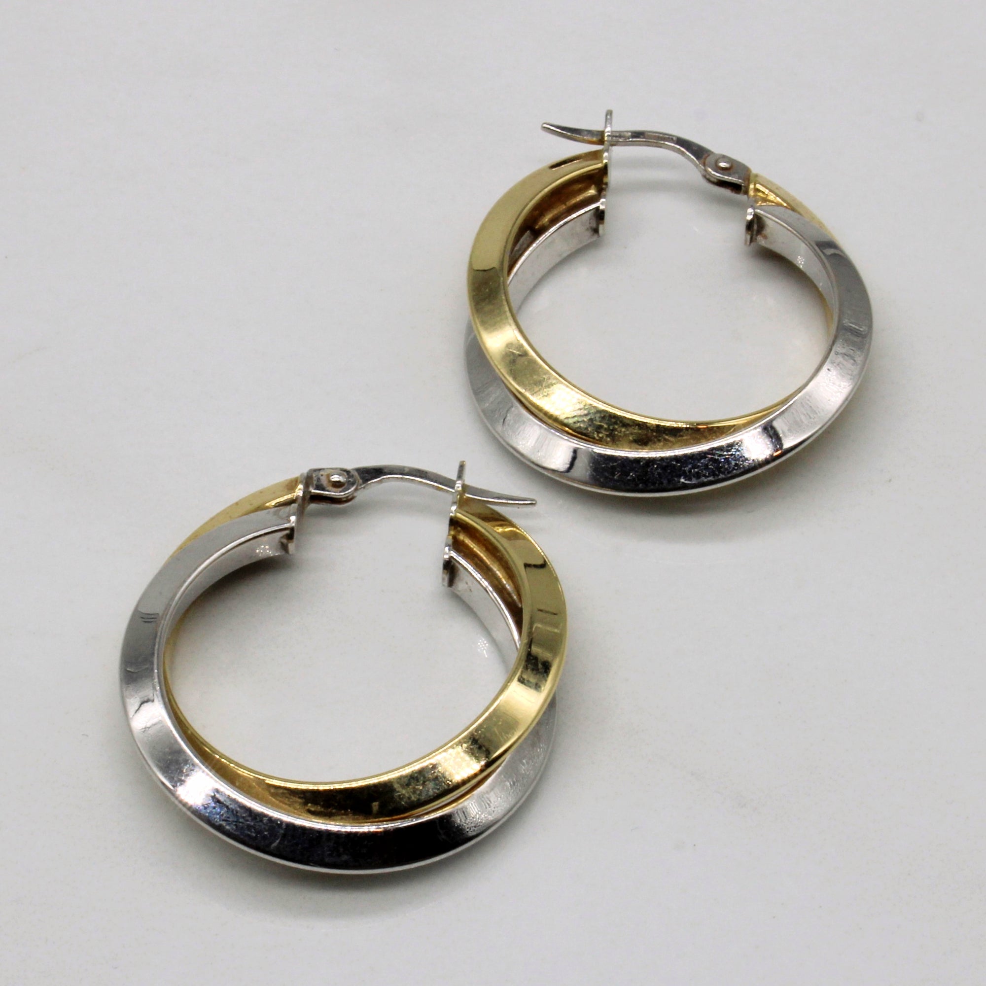 14k Two Tone Gold Hoop Earrings